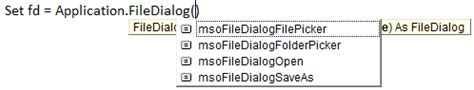 The openfiledialog control class inherits from the abstract class filedialog. How to open a File Dialog box in Excel using VBA