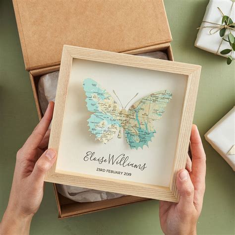 Personalised 3d Map Butterfly Framed Print By Bombus