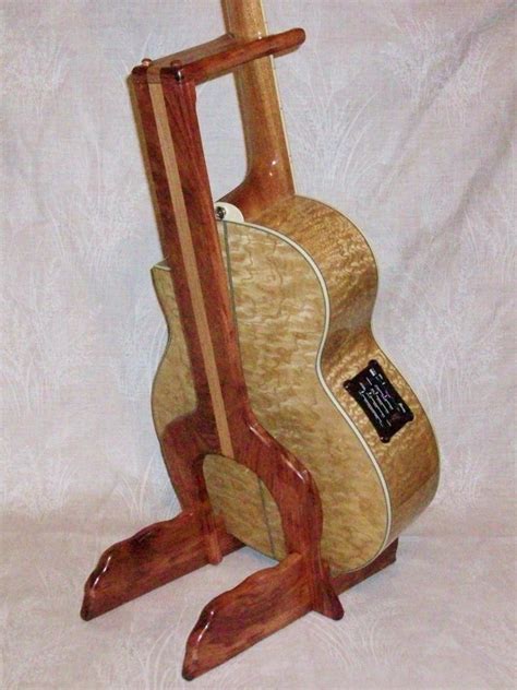 Custom Wood Guitar Stand Bubinga With Mahogany Accent For Acoustic