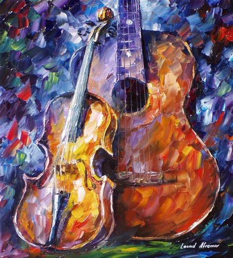 Violin — Palette Knife Oil Painting On Canvas By Leonid Afremov