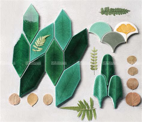 Style Collection Handmade Leaf Shape Mosaic Tiles Give Big Feature