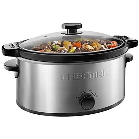 Chefman 6 Quart Locking Lid Slow Cooker With 3 Manual Heat Settings And Removable Stoneware