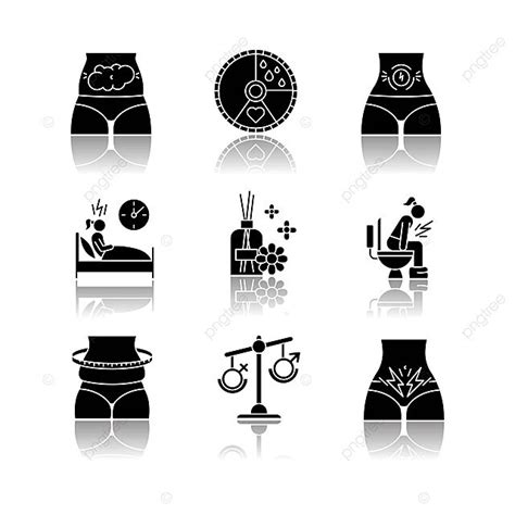 Glyph Icons For Menstrual Cycle Symptoms And Remedies Vector Cramp