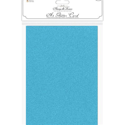 Craft Consortium Non Shedding A4 Glitter Card Turquoise Blue