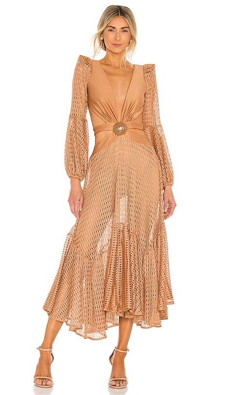 Patbo Cut Out Netted Beach Dress In Almond