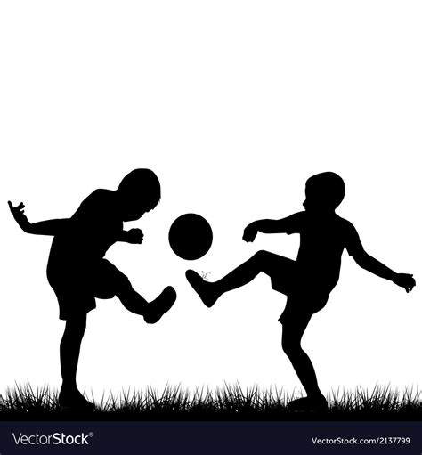 Silhouettes Of Children Playing Football Vector Image