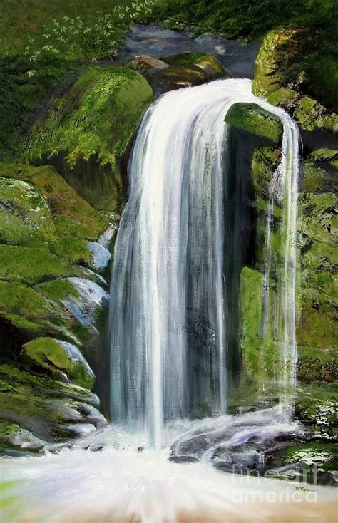 Waterfall Art Waterfall Painting Painting Waterfall