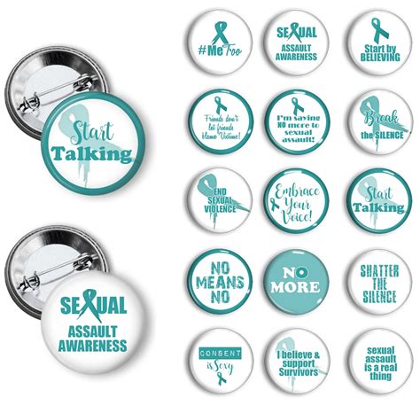 Sexual Assault Awareness Pins 125 Inch Pinback Buttons Sexual Assault Victim Support Pins