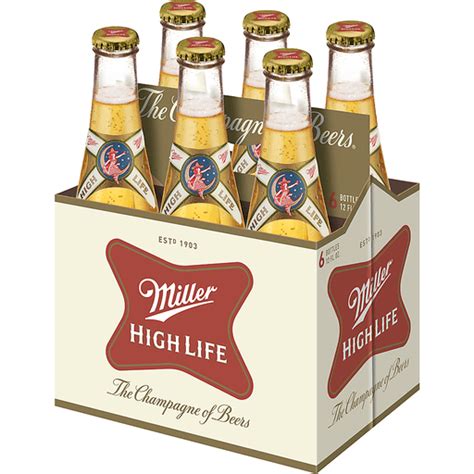 Miller High Life Lager Beer 6 Pack 12 Fl Oz Bottles 46 Abv