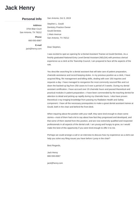 Dental Assistant Cover Letter Examples No Experience