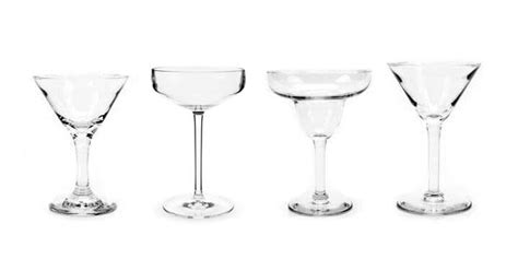 Traditional Martini Cocktail And Margarita Glasses Stuart Event Rentals