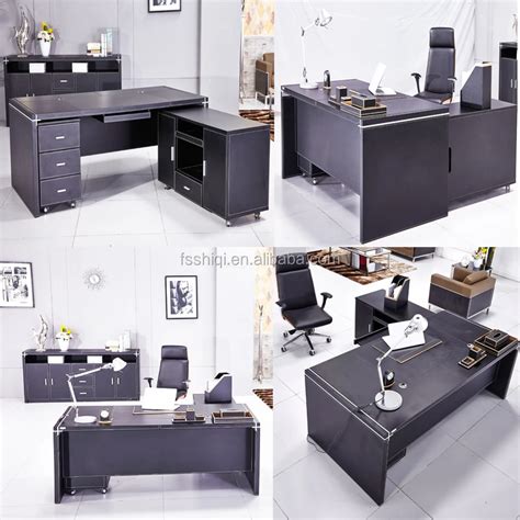Luxury Office Furniture Leather Desks L Shaped Modern Executive Office