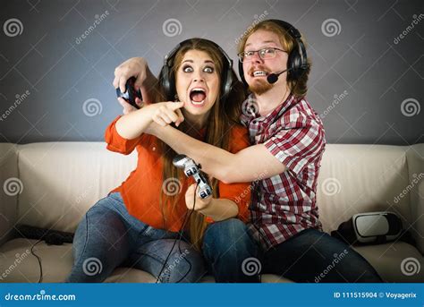Gamer Couple Playing Games Stock Photo Image Of Young 111515904