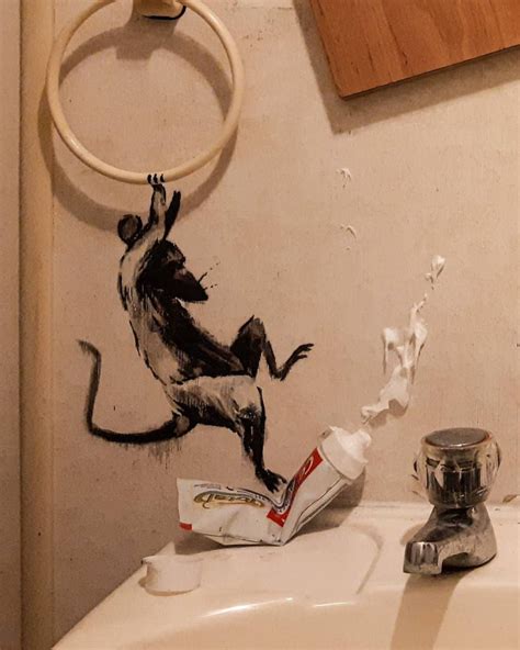 It is widely believed that his first large mural was a piece called mild, mild west. Banksy is working from home too. And he's creating rats ...