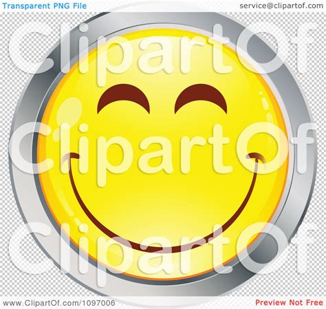 Clipart Yellow And Chrome Cartoon Smiley Emoticon Happy Face 4
