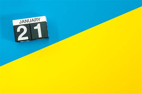 January 21st Day 21 Of January Month Calendar On Blue And Yellow