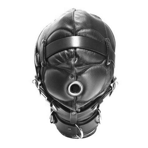 Faux Leather Full Gimp Hood Mask Padded Locking Eyes Blindfold Bondage Adult Sex Game In Adult