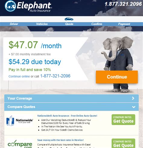 Welcome to elephant how can we help? Free Elephant Auto/Car Insurance Quote