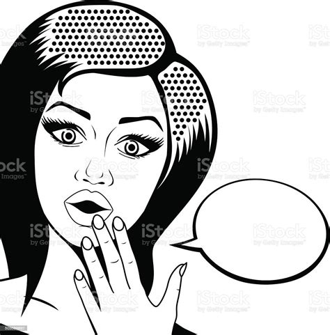 Vector Popart Surprised Woman With Open Mouth And Speech Bubble Stock Illustration Download