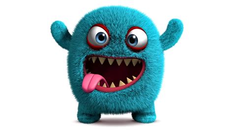Funny Background 3d Monster Blue Fluffy Face White Background Hd Funny