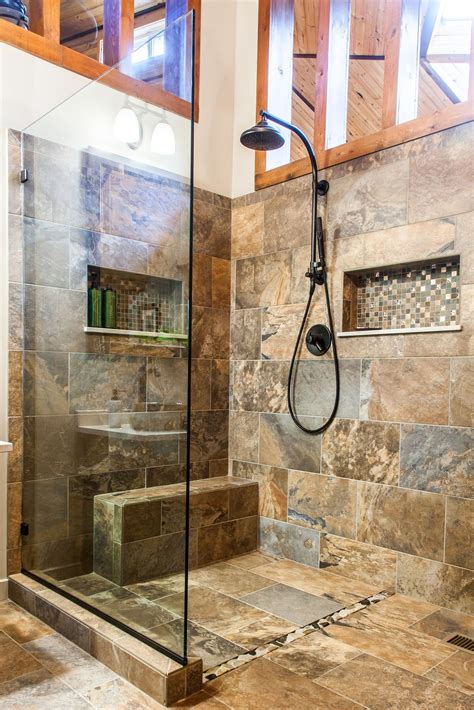 Rustic Bathroom Shower Slate Shower Open Bathroom Rustic Bathroom