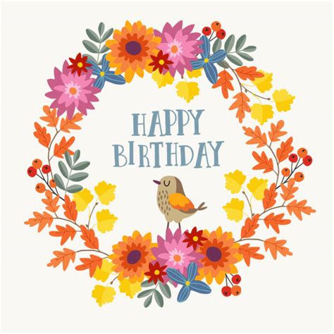 Best Happy Birthday Autumn Illustrations Royalty Free Vector Graphics