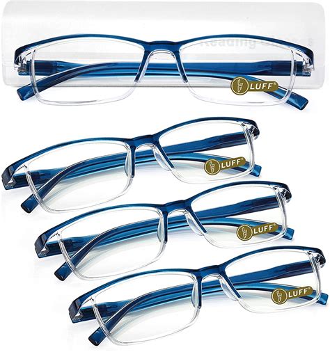 Luff 4pcs Anti Blue Ray Reading Glasses Portable Ultra Light Readers 1 25x