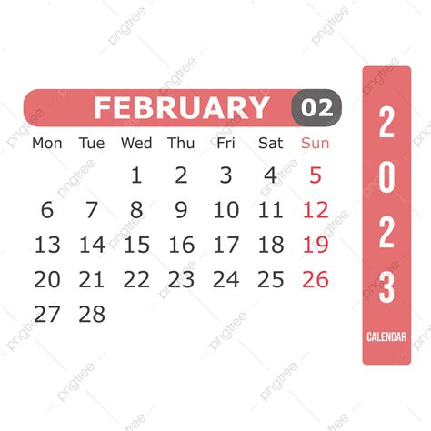 February 2023 Calendar Vector Png Images February 2023 Calendar Vector