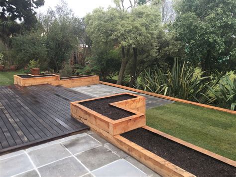 Macrocarpa Raised Garden Beds Decking