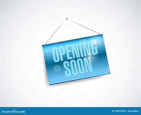 Opening Soon Hanging Banner Illustration Design Stock Illustration