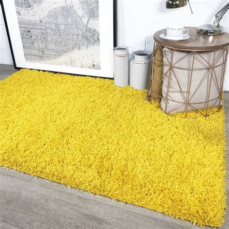 Ontario Yellow Soft Warm Thick Shaggy Shag Fluffy Living Room Area Rug