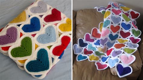 Crochet Hearts Blanket Free Pattern Crochetbeja