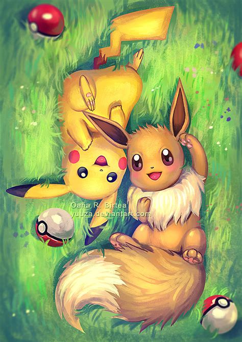 Eevee And Pikachu By Yuuza On Deviantart