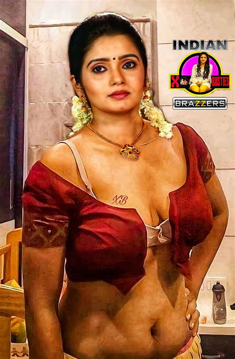 Serial Actress Srithika Saneesh Open Blouse Nude Navel Dress Changing