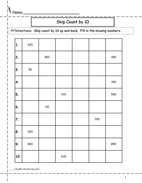 Counting In 10s Worksheet