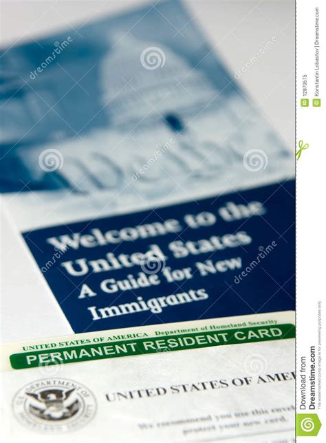 Stop paying an extra 2.5%. US permanent resident card stock image. Image of land ...