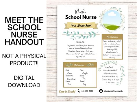 Meet The School Nurse Printable Etsy