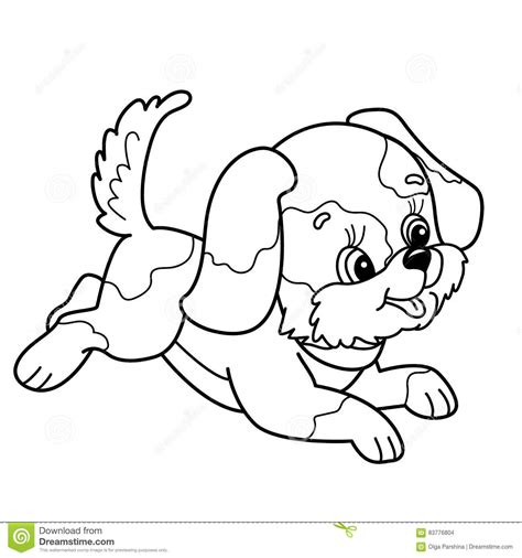 Kleurend Paginaoverzicht Van Leuk Puppy Beeldverhaal Het Blije Hond