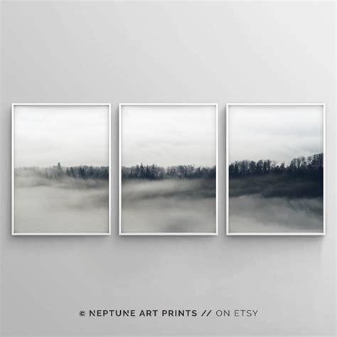 3 Piece Wall Art Set Of 3 Minimalist Forest Printable Wall Etsy