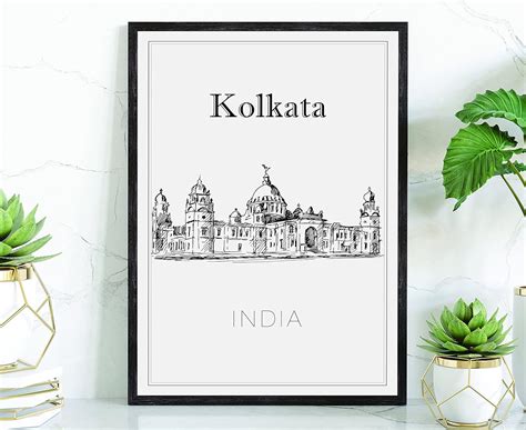 Buy Hand Drawn Poster Kolkata Travel Poster India Kolkata Poster Wall