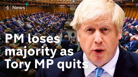 pm loses majority after tory mp quits ahead of crucial vote youtube