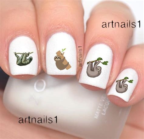 Cute Sloth Nail Animal Art Water Decals Stickers Manicure Salon Mani