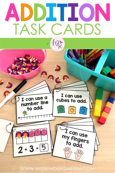 Addition And Subtraction Task Cards Kindergarten Math Centers Bundle