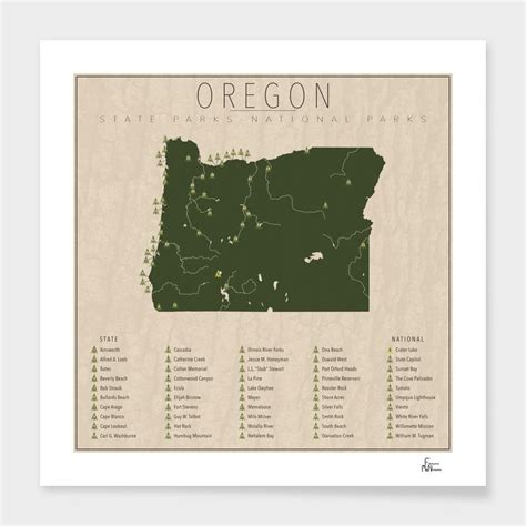 Oregon Parks Art Print By Finlay Mcnevin Numbered Edition From 24