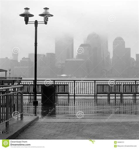 New York City Skyline On A Rainy Day Stock Image Image