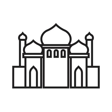 An Outline Sketch Of The Mosque For Ramadan Theme Design 5426050 Vector