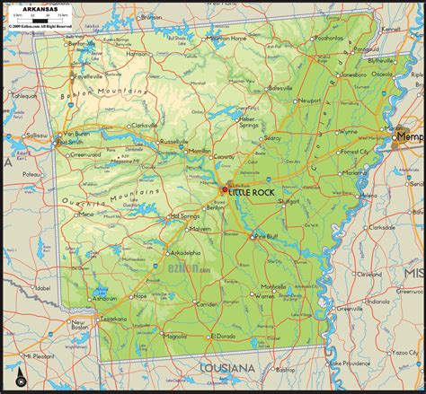 According to the 2010 us census, the total population. Physical Map of Arkansas - Ezilon Maps