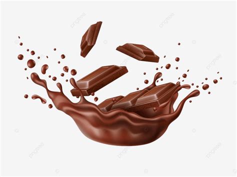 Realistic Chocolate Splash Dark Cocoa On Food 3d Png And Vector With