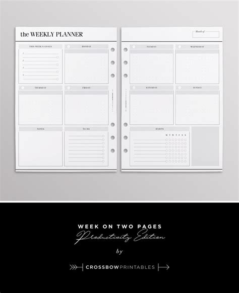 Printed Wo P Productivity Edition Weekly Planner Inserts Etsy