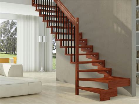 Newel posts, railings, stair treads, and spindles in different styles. Wooden Open staircase TRASFORMA DESIGN by RINTAL